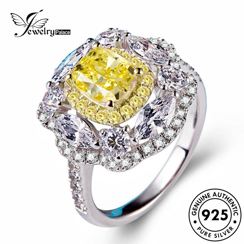 Jewelrypalace Citrine Temperamen Putri925 Cincin Perak Wanita Asli R511