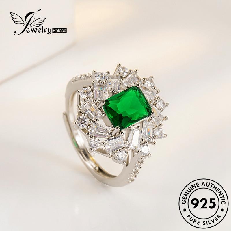 Jewelrypalace Square Perak Asli925 Cincin Wanita Mewah Zamrud R469