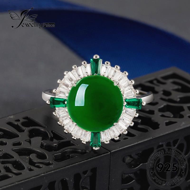 Jewelrypalace Cincin Wanita Retro Perak Asli925 Giok Bulat R490