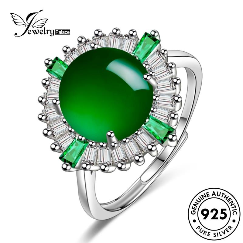 Jewelrypalace Cincin Wanita Retro Perak Asli925 Giok Bulat R490