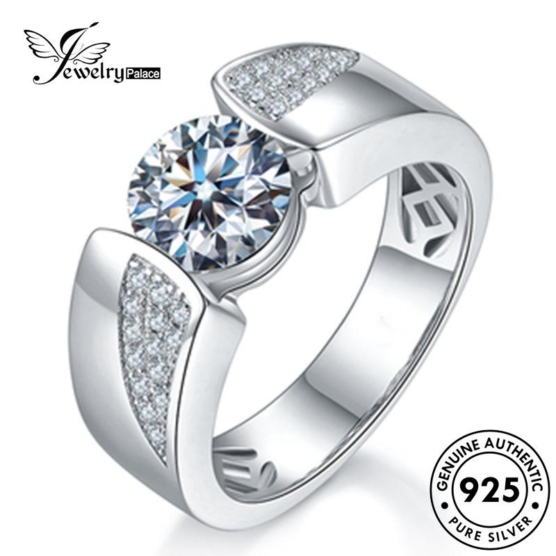 Jewelrypalace Perak Asli Wanita Temperamen Moissanite925Cincin Berlian R548