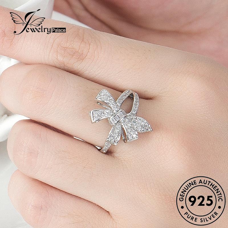 Tempat Perhiasan Wanita Asli Berlian Perak925 Kreatif Moissanite Rings Bow R550