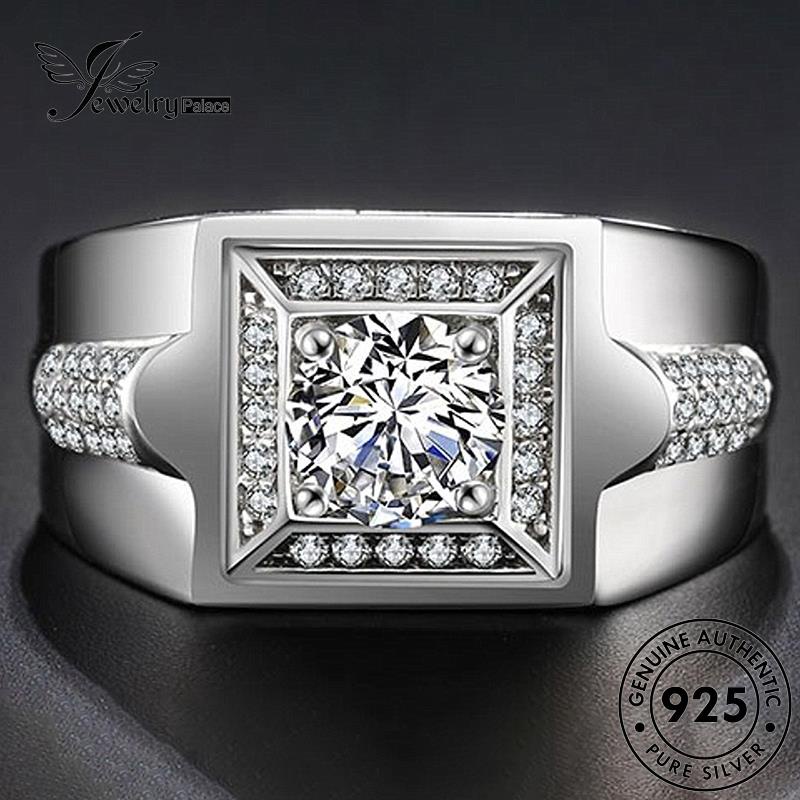 Jewelrypalace Moissanite Berlian925 Cincin Pria Perak Asli Mewah R584