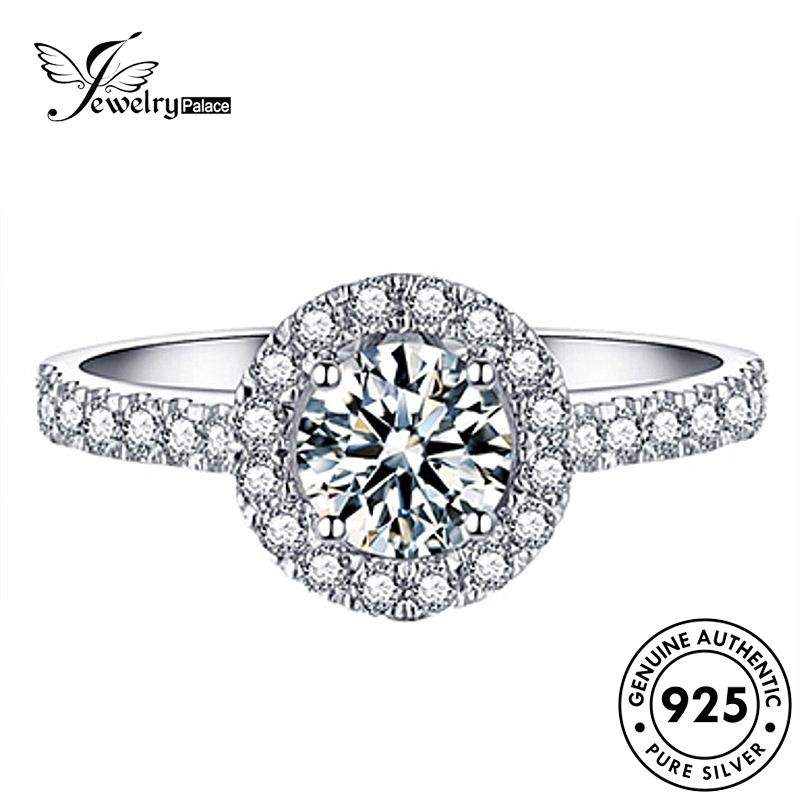 Tempat Perhiasan Wanita Perak Moissanite925 Cincin Fashion Berlian Bulat Asli R603