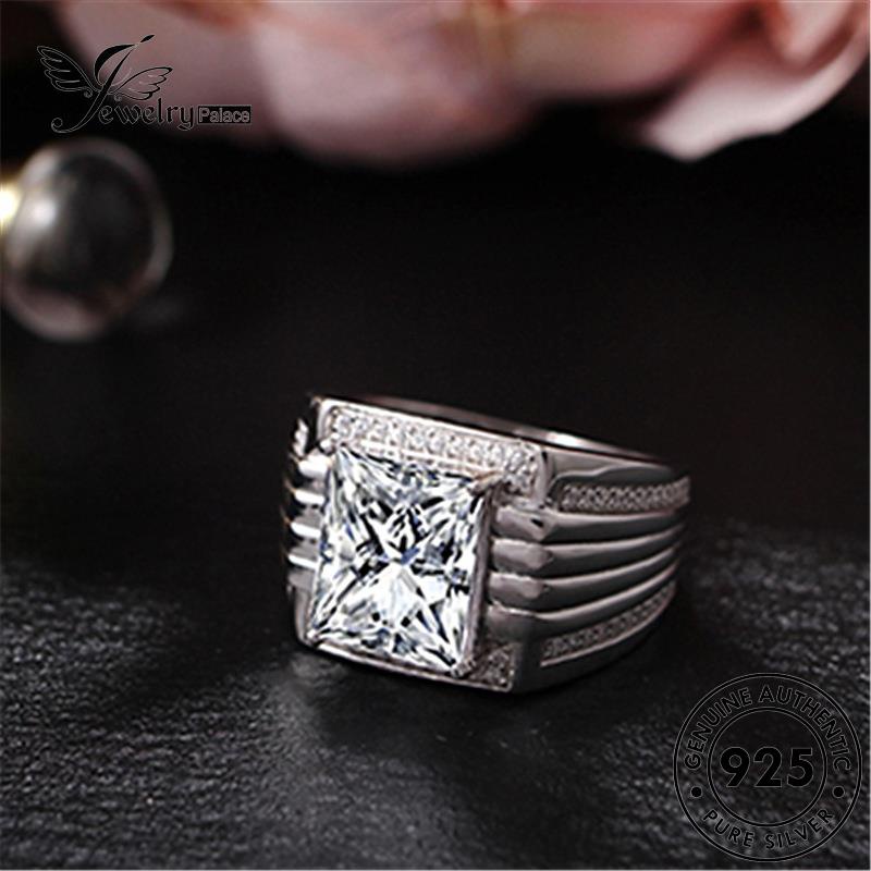 Tempat Perhiasan925 Berlian Perak Asli Cincin Moissanite Pria Mewah R634