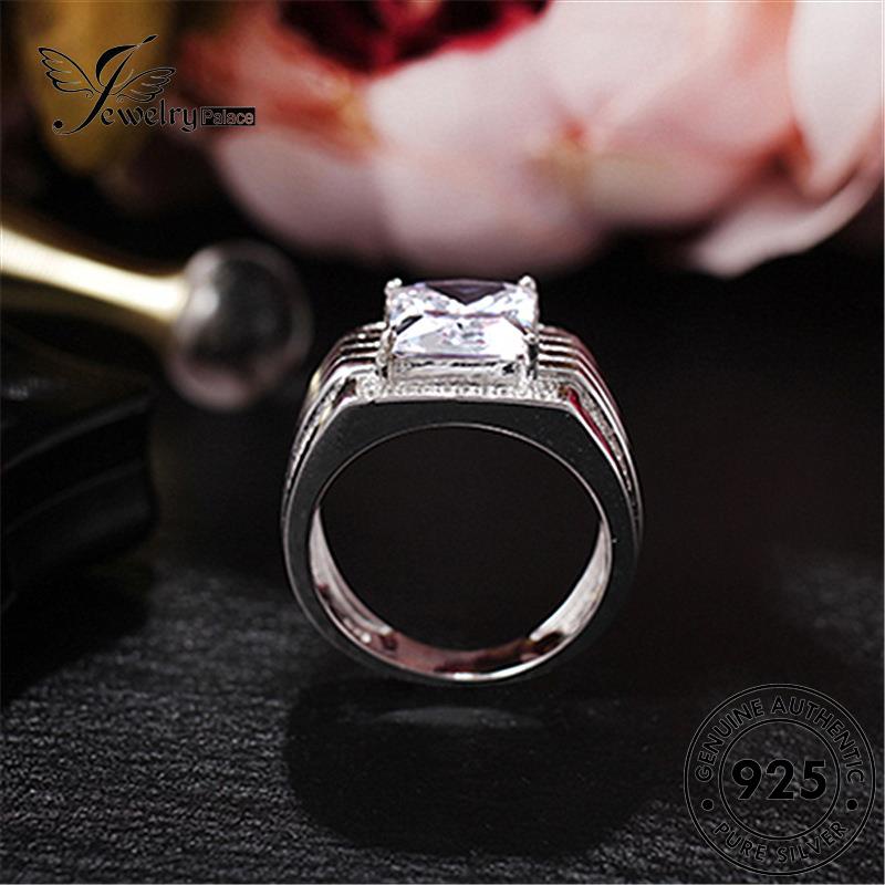 Tempat Perhiasan925 Berlian Perak Asli Cincin Moissanite Pria Mewah R634