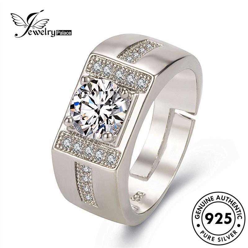 Jewelrypalace Pria Cincin Berlian Moissanite Asli Fashion Perak925 R642