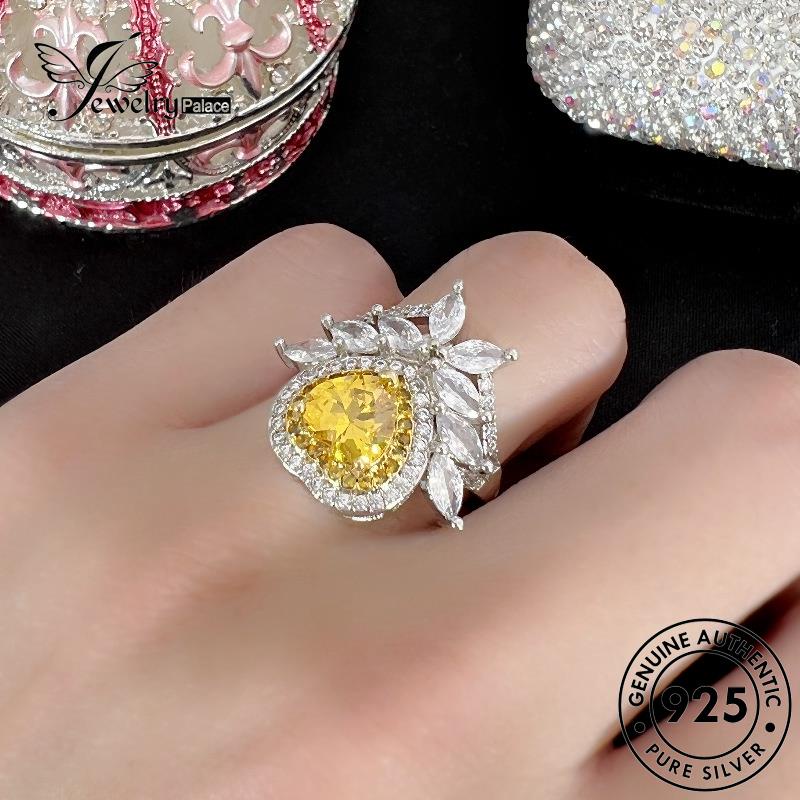 Tempat Perhiasan925 Cincin Love Wanita Citrine Perak Asli Mewah R823