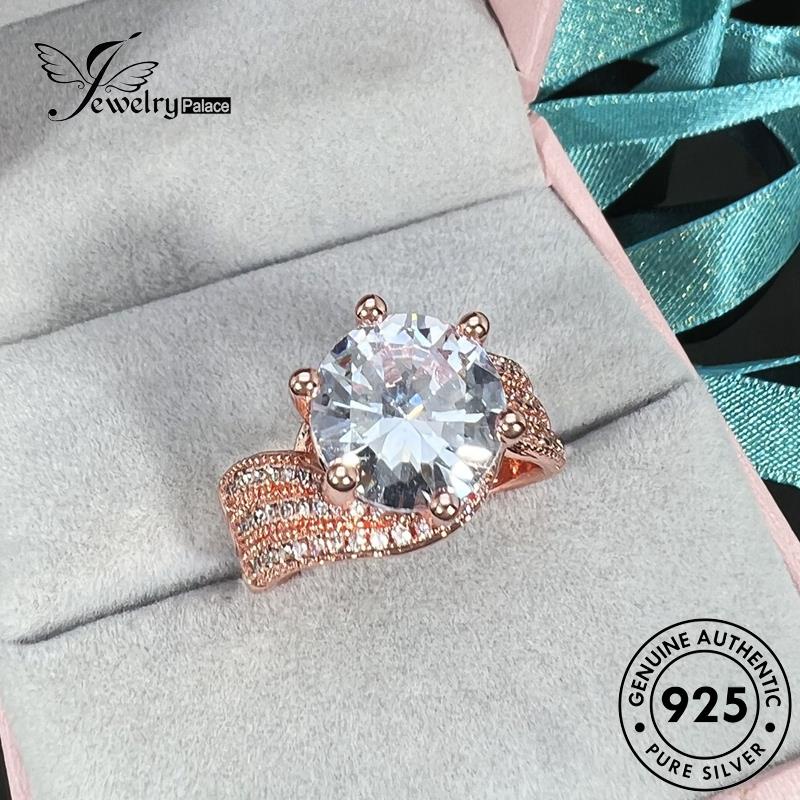 Jewelrypalace Cincin Wanita Moissanite Kreatif Emas925 Lingkaran Asli Berlian Perak R853