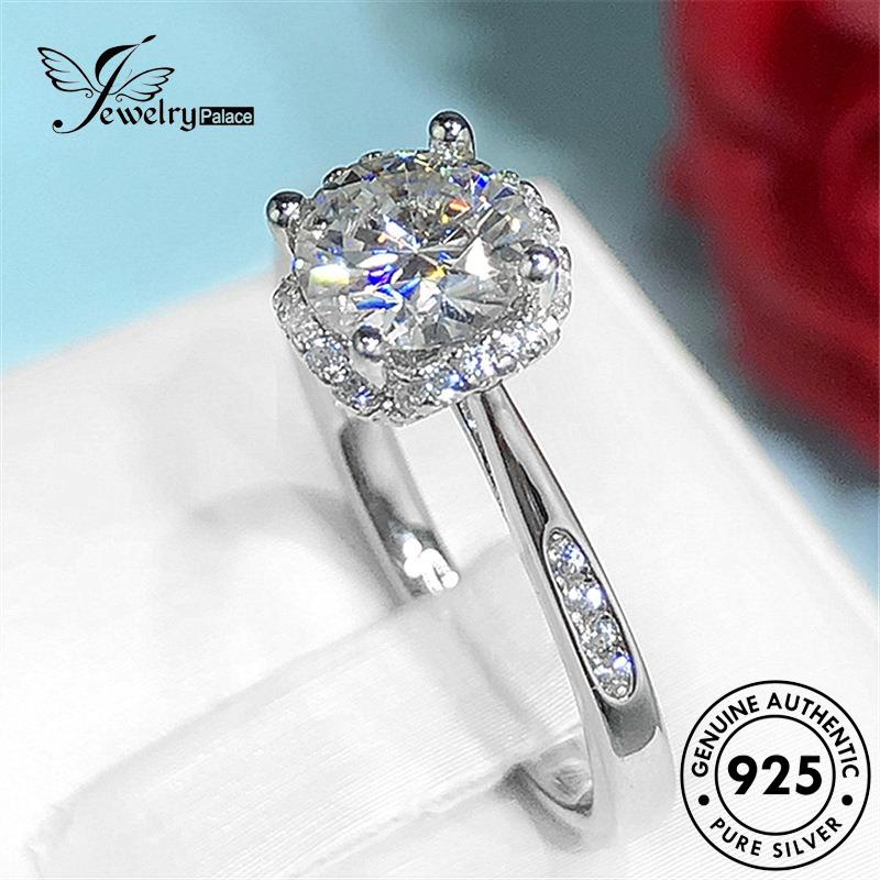 Jewelrypalace Lingkaran Cincin Wanita Perak Berlian Asli Moissanite Simple Emas925 R600