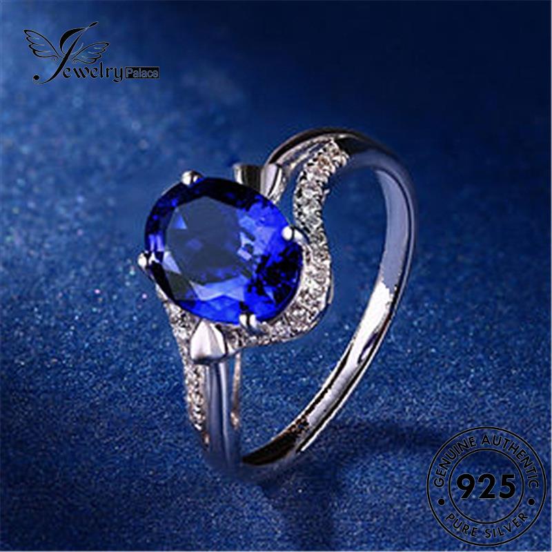 Jewelrypalace Cincin Oval Asli Safir Wanita Perak925 Simple R622