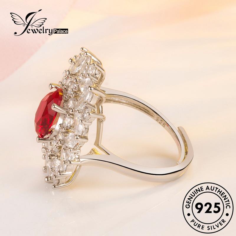 Jewelrypalace Flowers Cincin925Mewah Asli Wanita Perak Ruby R934