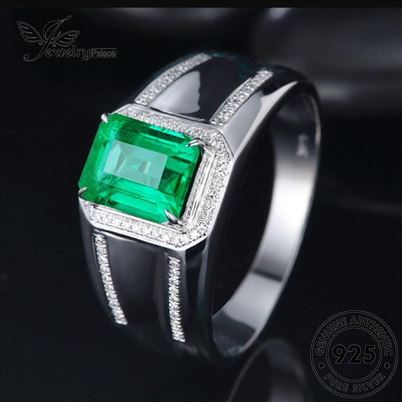 Jewelrypalace Asli Cincin Wanita Retro Perak925 Emerald Square R998