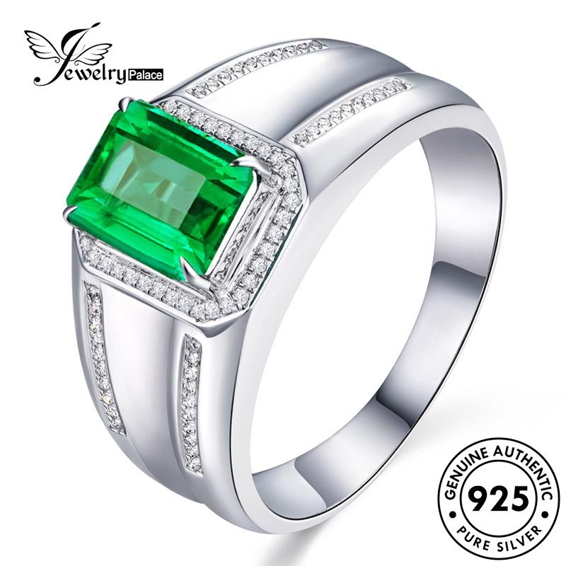 Jewelrypalace Asli Cincin Wanita Retro Perak925 Emerald Square R998