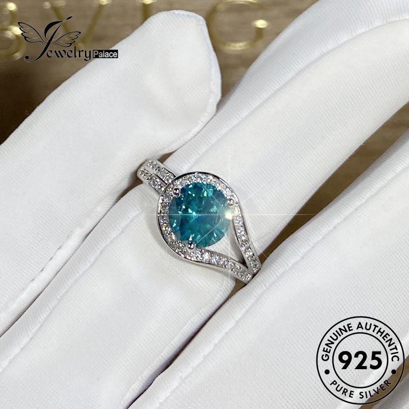 Jewelrypalace925 Zamrud Asli Cincin Perak Kancing Temperamen Wanita R1000