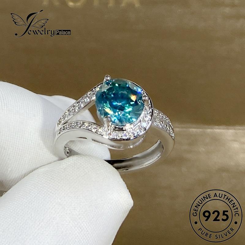 Jewelrypalace925 Zamrud Asli Cincin Perak Kancing Temperamen Wanita R1000