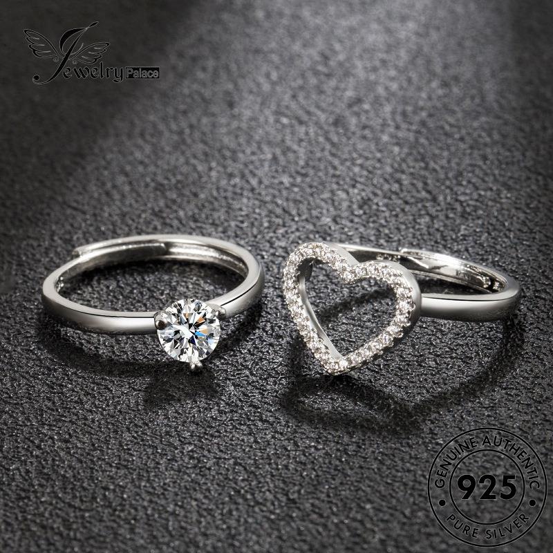 Jewelrypalace Berlian Moissanite Perak Couple Rings Kepribadian925 Emas Cinta Asli R1062