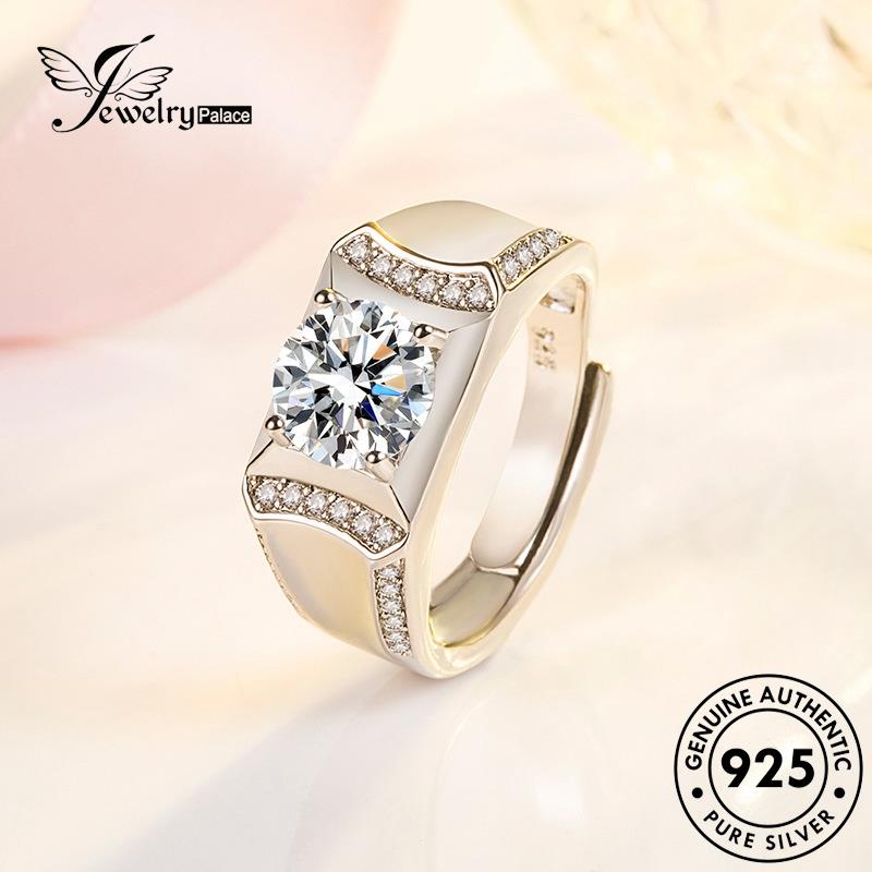 Jewelrypalace Asli Klasik Moissanite 925cincin Berlian Perak Pria R1116