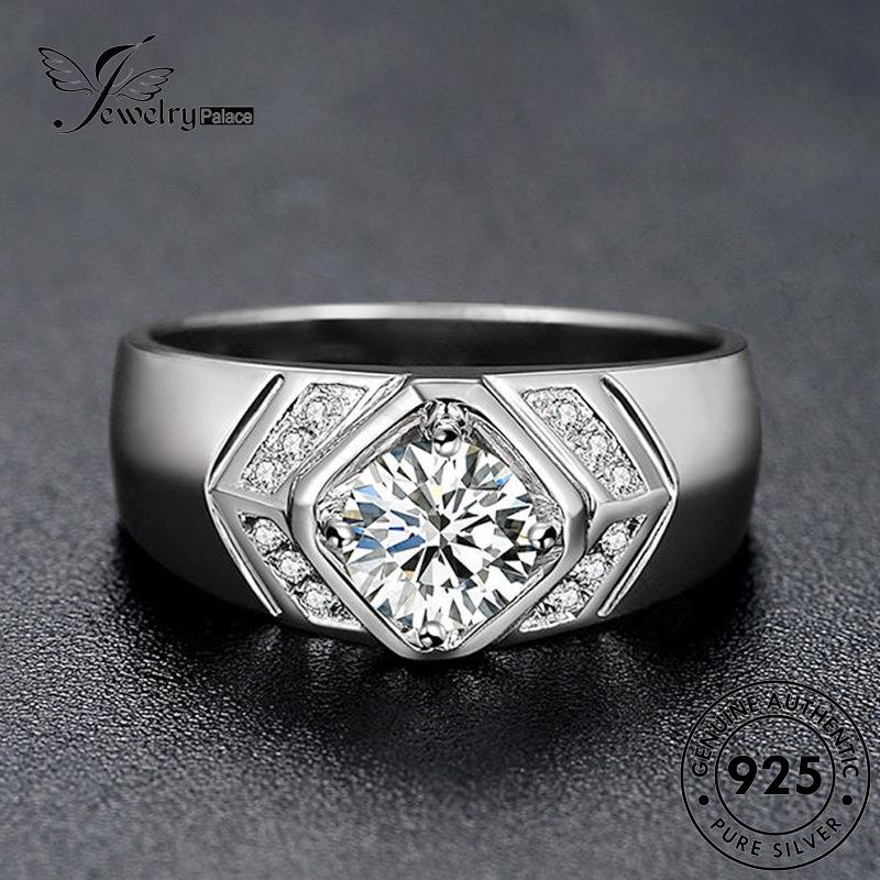 Tempat Perhiasan Pria Asli Cincin Moissanite Berlian Mendominasi925 Perak Kotak R969