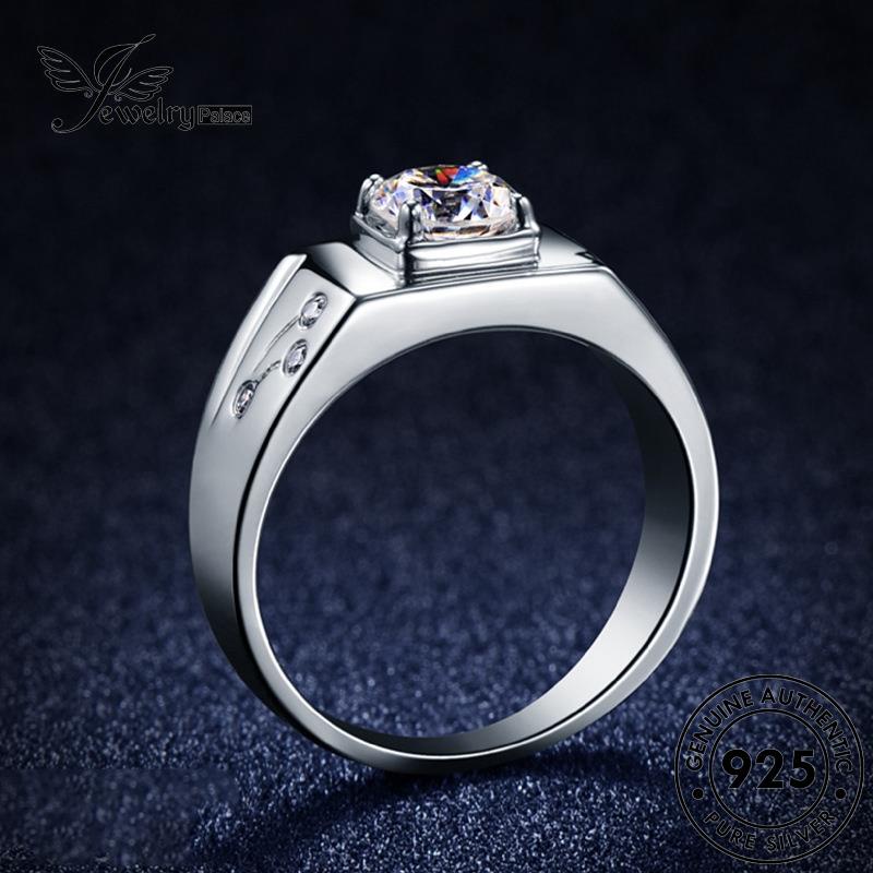 Tempat Perhiasan925 Moissanite Pria Cincin Berlian Asli Mendominasi Perak R1124