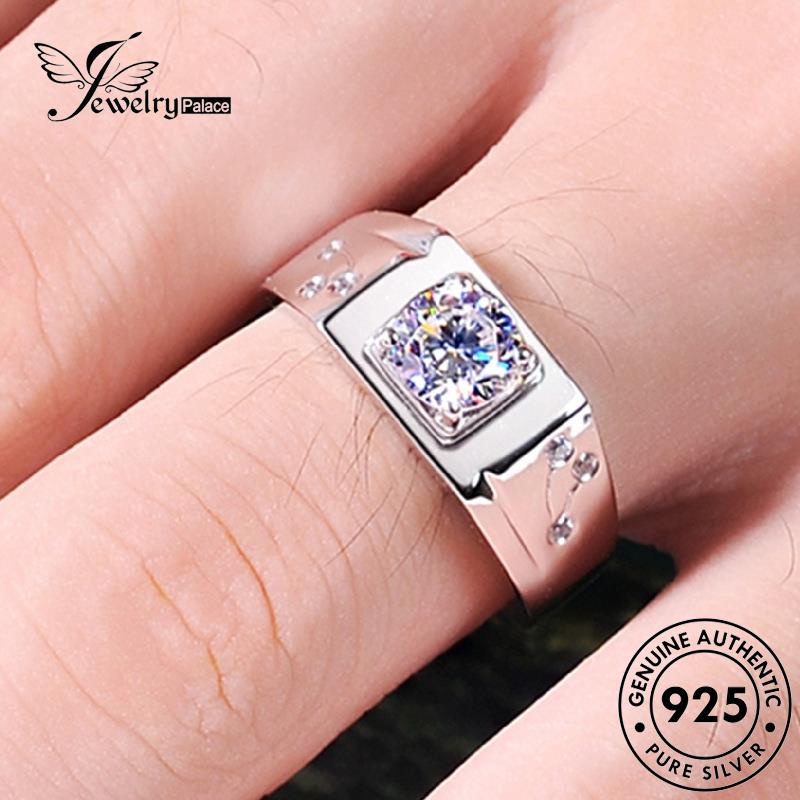 Tempat Perhiasan925 Moissanite Pria Cincin Berlian Asli Mendominasi Perak R1124