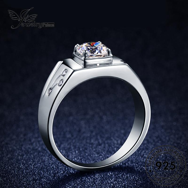 Tempat Perhiasan925 Moissanite Pria Cincin Berlian Asli Mendominasi Perak R1124