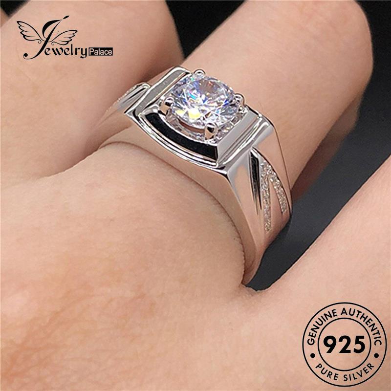 Jewelrypalace Cincin Klasik Bentuk925 Moissanite Wanita Asli Berlian Silver V R1132