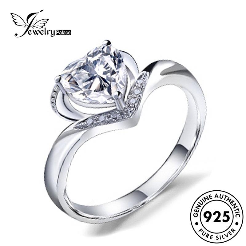 Jewelrypalace Fashion Asli Moissanite Love925Cincin Perak Berlian Wanita R1134