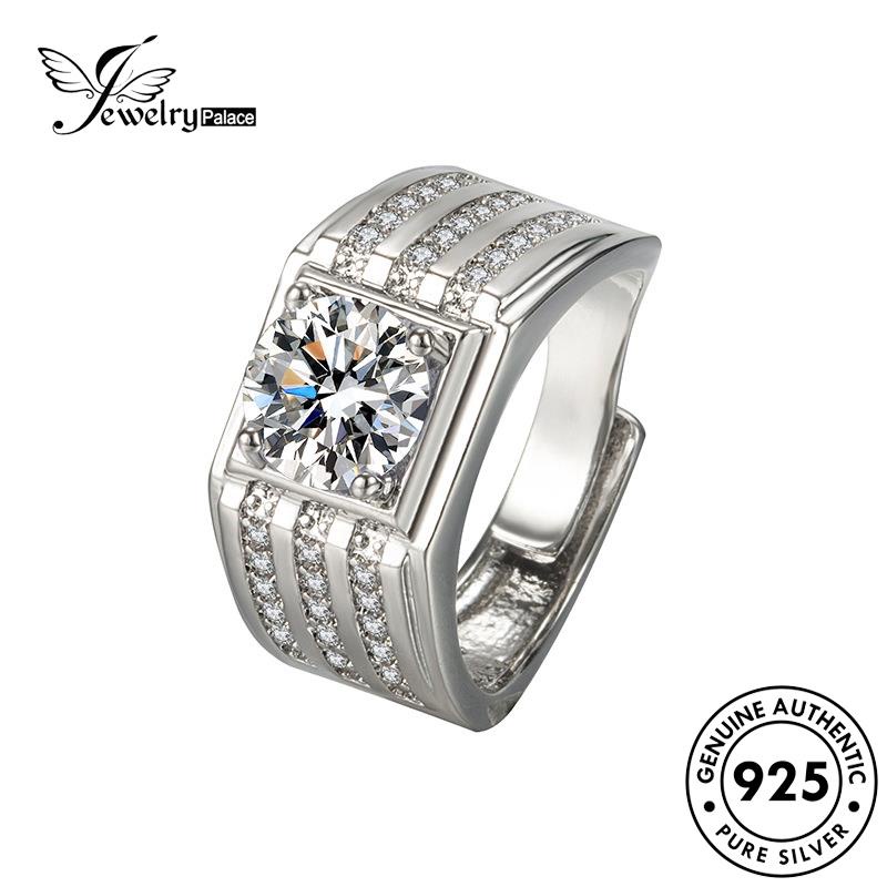 Jewelrypalace Cincin Moissanite Berlian Asli Pria925 Perak Mewah R1153