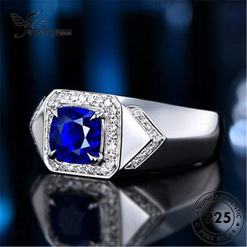 Jewelrypalace Cincin Emerald Perhiasan Pria Safir Perak Simple925 Asli M089