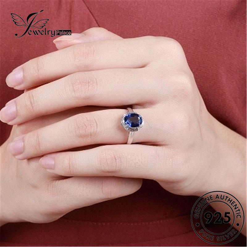 Jewelrypalace Cincin Perak925 Mewah Sapphire Oval Wanita Original R1557