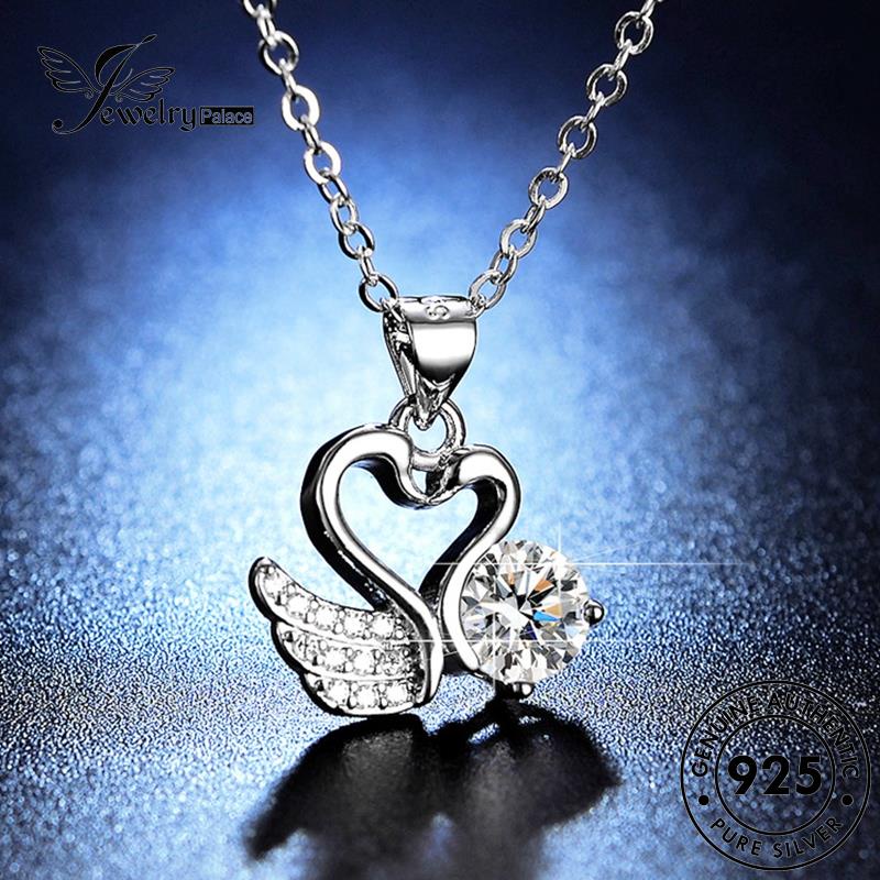 Jewelrypalace925 Fashion Moissanite Perak Swan Wanita Asli Kalung Berlian N84