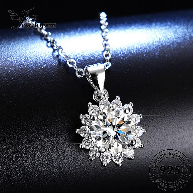 Jewelrypalace Kalung Perak Asli Bunga Matahari Fashion Wanita Berlian Moissanite925 N59