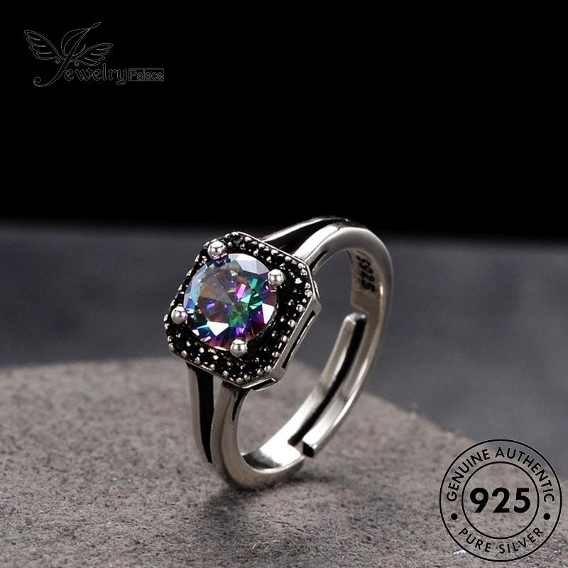 Perhiasanpalace Retro Batu Akik Wanita Asli925 Cincin Perak Kotak R14