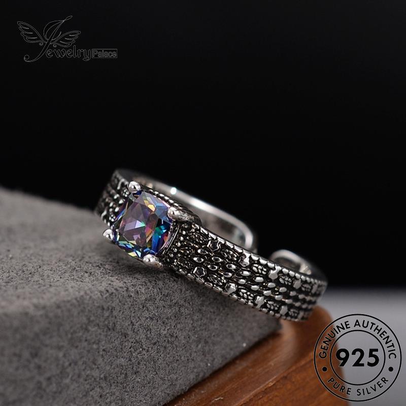 Jewelrypalace Cincin Retro Asli Perak925 Wanita Batu Akik Kotak R19