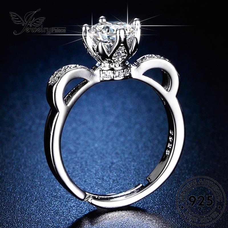 Jewelrypalace Cincin925 Mahkota Wanita Klasik Moissanite Berlian Perak Asli R45