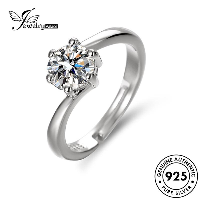 Jewelrypalace Cincin Moissanite925 Cakar Perak Berlian Klasik Asli Wanita Six R116