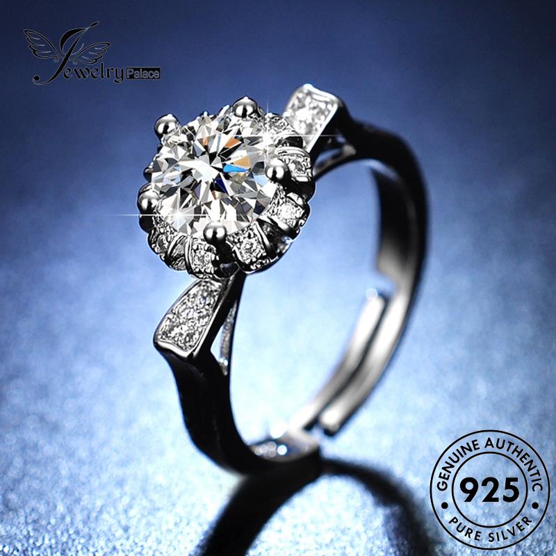 Jewelrypalace Cincin Moissanite Lucu925 Mahkota Wanita Perak Asli Berlian R122