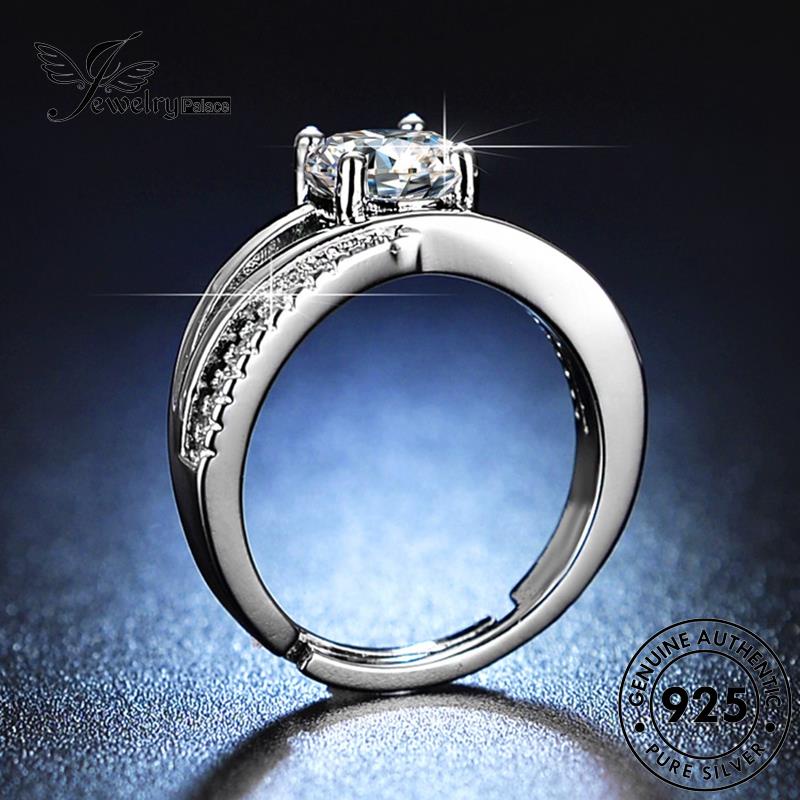 Jewelrypalace Cincin Fashion Perak925 Wanita Berlian Silang Asli Moissanite R126