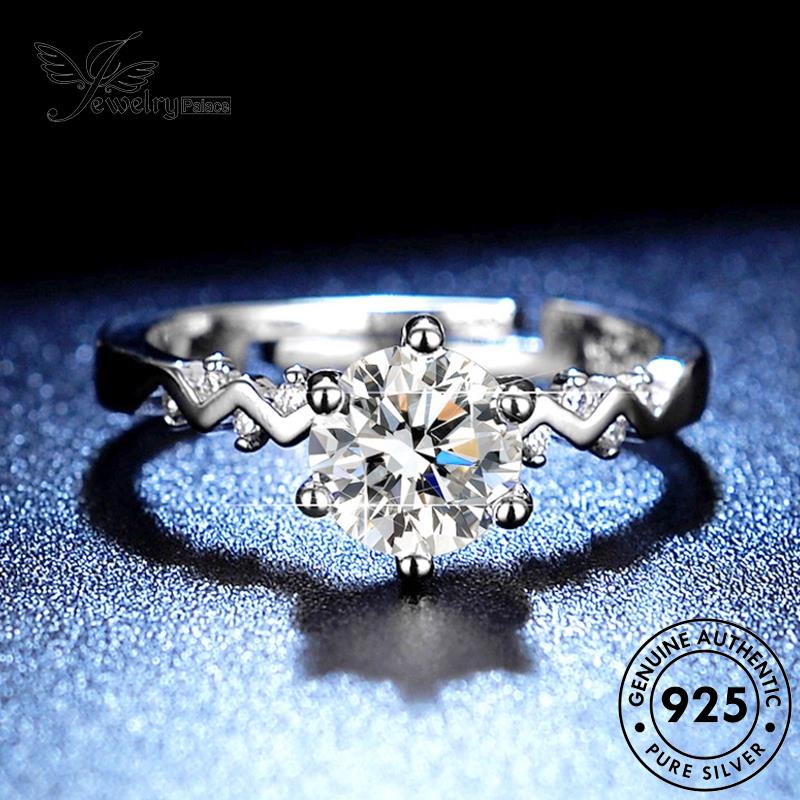 Jewelrypalace Cincin Asli Enam Perak Moissanite Cakar Berlian Klasik925 Wanita R171