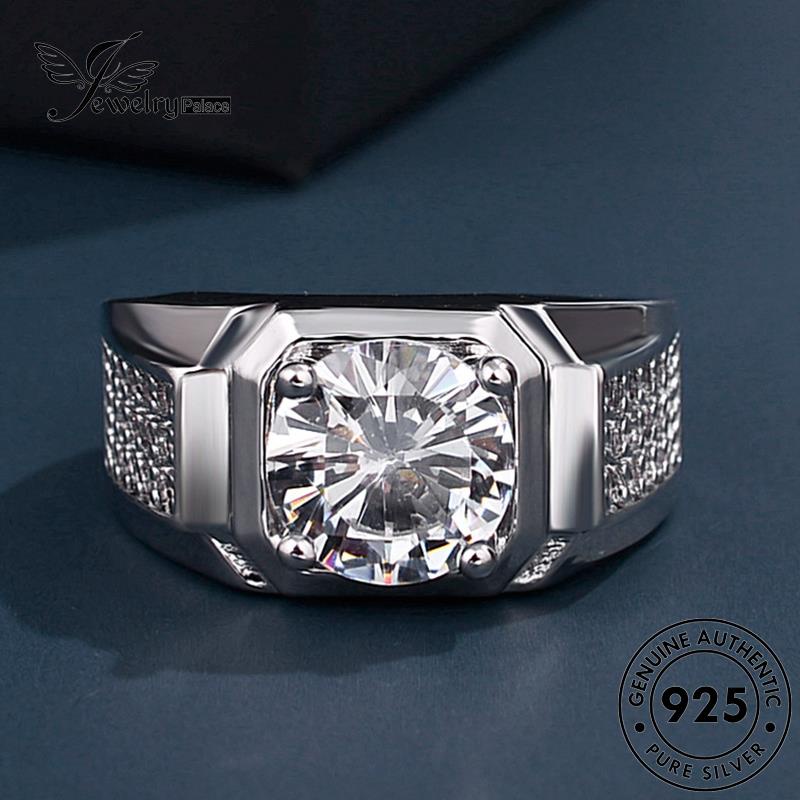 Tempat Perhiasan925 Cincin Pria Mendominasi Moissanite Berlian Perak Asli R378