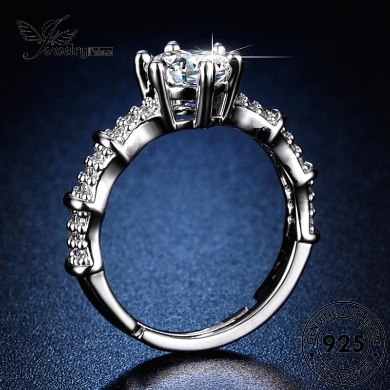 Jewelrypalace925 Enam Cincin Perak Moissanite Temperamen Berlian Cakar Wanita Asli R157