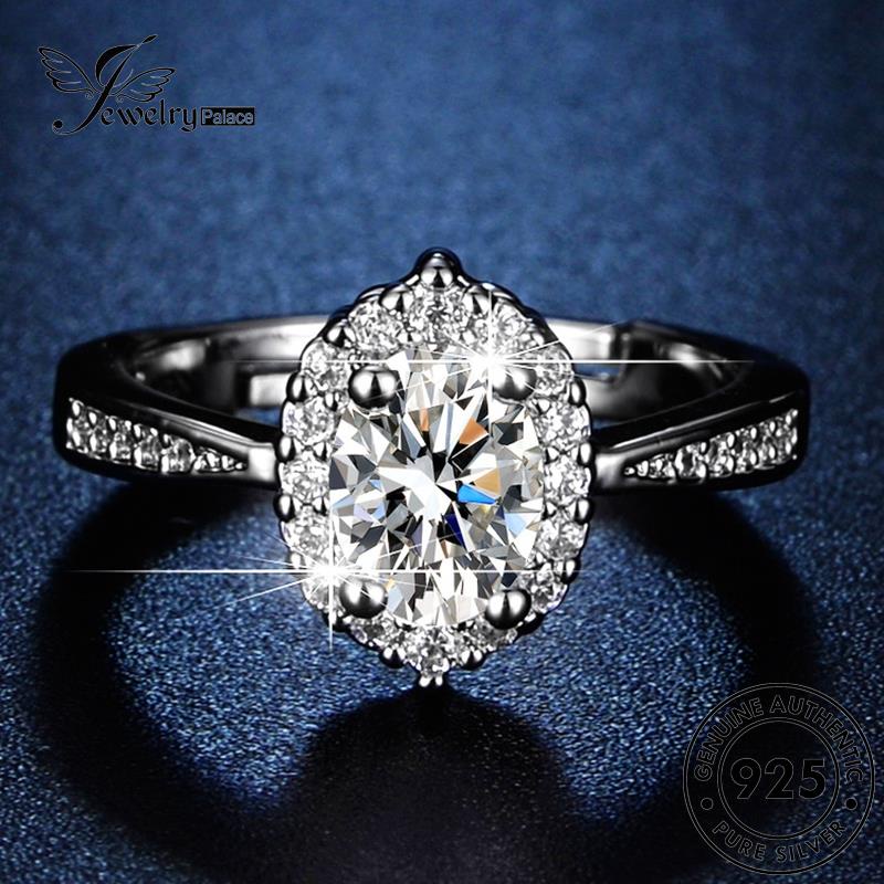 Jewelrypalace Wanita925 Oval Moissanite Asli Perak Berlian Kepribadian Rings R160