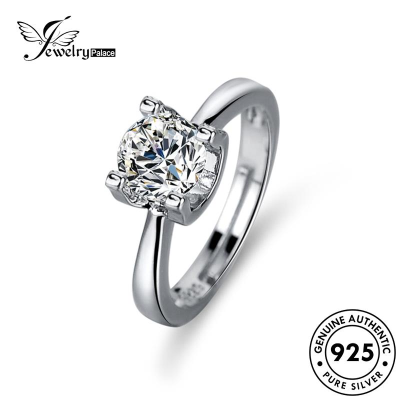 Jewelrypalace Asli Perak Wanita Empat925 Moissanite Berlian Cincin Cakar Klasik R399