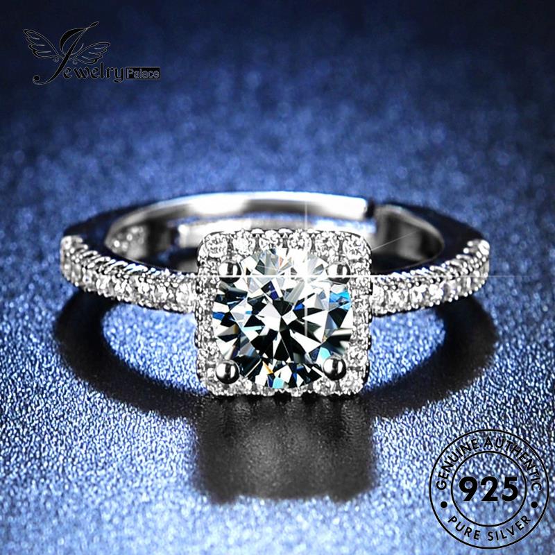 Jewelrypalace Asli Berlian Wanita Square Simple Moissanite Cincin Perak925 R413