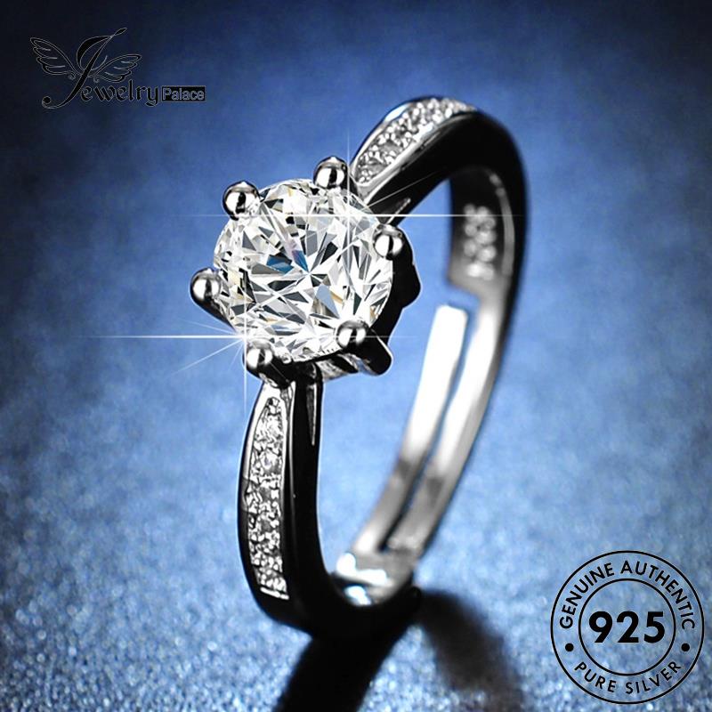 Jewelrypalace 925wanita Enam Klasik Berlian Moissanite Cakar Cincin Perak Asli R414