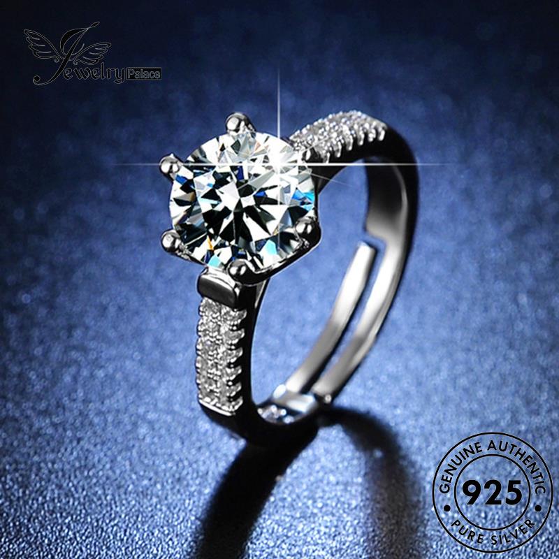 Jewelrypalace Perak Cincin Kepribadian Asli Full Wanita Moissanite Berlian925Bintang R419