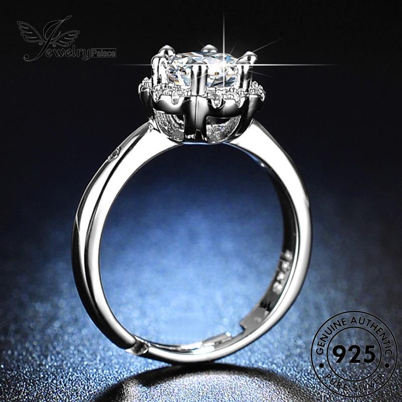 Jewelrypalace 925wanita Berlian Perak Enam Cakar Bunga Asli Moissanite Rings Klasik R428