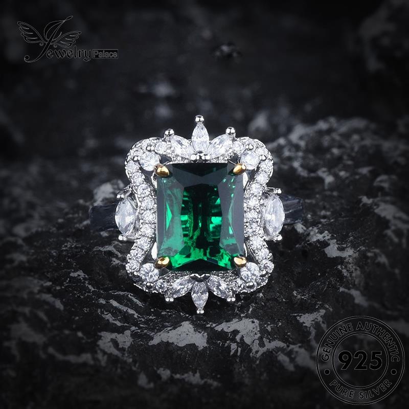 JEWELRYPALACE Perhiasan Kawin Princess Aksesori Nikah Silver Murni Sterling Wanita 925 Asli Cincin Emerald korea Original Silver Perak R2577