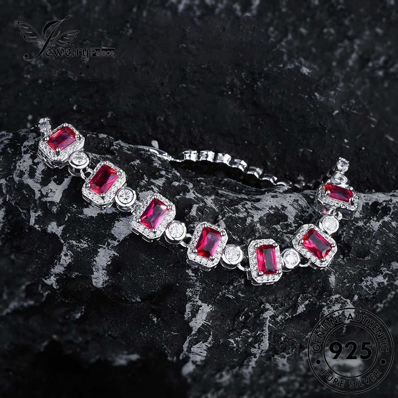 Jewelrypalace Gelang Berlian Fashion Perak Kotak925 Ruby Asli Wanita B603